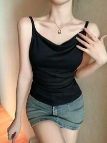 DAZY Women's Solid Color Scoop Neck Casual Camisole Summer Tank Tops