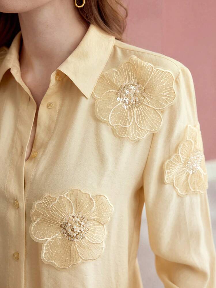 APPLIQUES BUTTON UP SHIRT