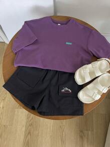 DAZY Young Boys Graphic Printed Shorts With Pockets - Navy Blue - View 8