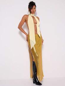 MUSERA 露背系带吊带露背纯色上衣，适合派对、生日、夏季假日、伊比沙岛海滩装、节日外出、秋季穿着