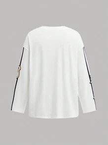 SHEIN 2pcs Tween Girls' Loose Fit Graphic Print Crew Neck T-Shirt And Pants Set