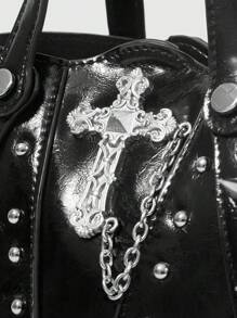 ROMWE Goth Multifunctional Minimalist Women Handbag - Black - View 3