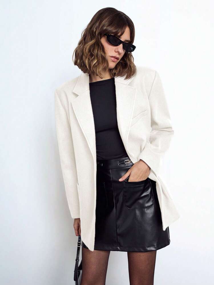 SHEIN Maija New Years Women Long Sleeve Simple Versatile Blazer,Autumn/Winter