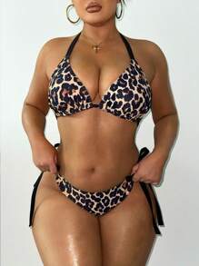 Swim SXY Große Größen Klassischer Leoparden-Muster Bikini Set für den Sommer - Verschiedenfarbig - Übersicht 1