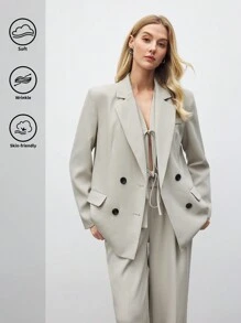 BizChic Blazer de color albaricoque de manga larga, atuendo de negocios, apropiado para fiestas de Año Nuevo, citas de San Valentín, y conjuntos de primavera y verano para mujeres