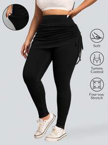 SHEIN Essnce Quần Jeans Skinny Co Giãn Ôm Vừa Vặn, Màu Trơn Size Lớn - màu đen - Xem 1