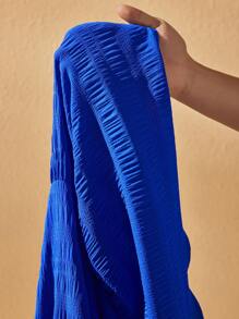 Slaydiva 2025 优雅休闲纯蓝色系带大码迷你连衣裙