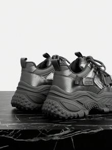 Vate Women's Thick Sole Lace Up Casual Sneakers, Fashionable - Grey - View 8