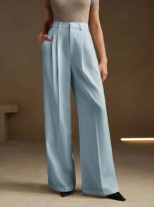 Anewsta 纯色优雅现代直筒西装裤，适合女士，适合度假、新年、春夏季和商务休闲装