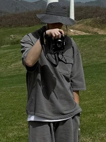 DAZY Summer Plain Gray Outdoor Short Sleeve Polo Shirt And Shorts Set For Men - Grey - View 7