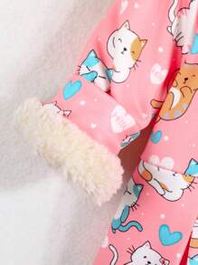 Giacca con cappuccio in pile con stampa di gatti carina per bambine, per primavera e autunno - Multicolore - Visualizzare 3