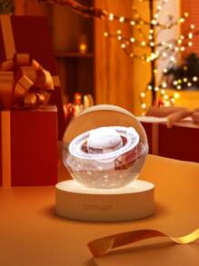 Teckwe 3D Crystal Ball Night Light Series, Galaxy, Moon, Solar System, Saturn - Desk Decor, LED Night Light Space Theme Crystal Night Light, Suitable For Bedroom,  Study, Room Decor, Back To School Gifts