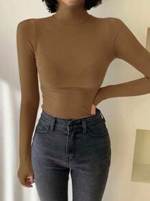 DAZY Women Solid Color Casual Turtleneck Tight Fit Base Layer T-Shirt,Fall Women Clothes