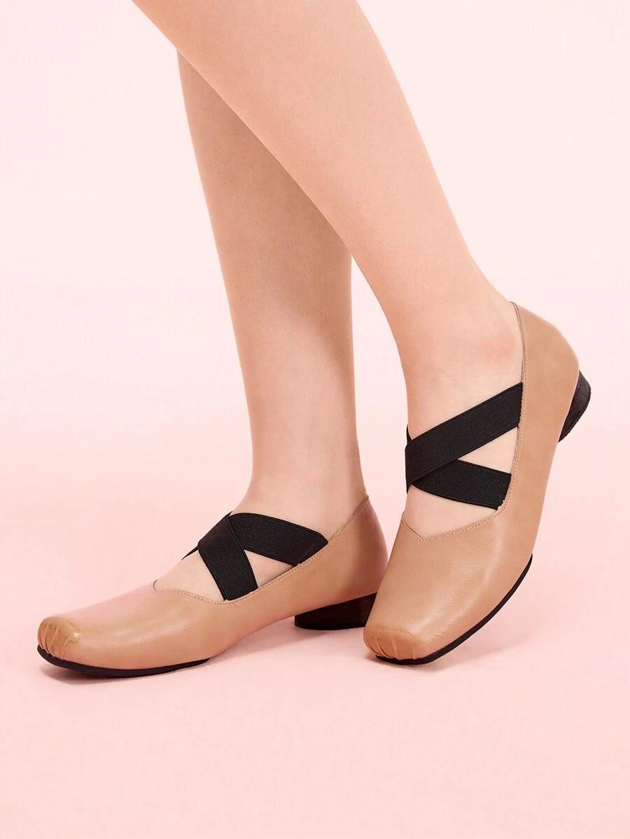 CUCCOO DOLLMOD Women's Square Toe Criss-Cross Strap Fashion High Heel Dress Pumps - Khaki - View 1