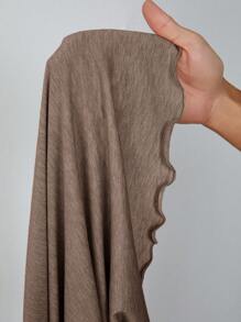 SHEIN PETITE 生菜饰边抽绳结前部夏季女装黑色连衣裙 - 卡其色 - 查看 8