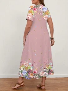 EMERY ROSE Đầm tay ngắn cổ chữ V tối giản thường ngày cỡ lớn cho nữ, phù hợp cho mùa hè - Nhiều màu - Xem 2