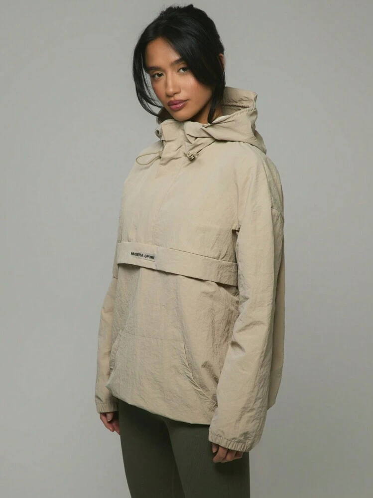 Musera Sport Chaqueta con capucha con cremallera media y detalles de bolsillo con logo de nailon, para y verano, chaqueta impermeable, senderismo, activa, deporte casual, vacaciones, festival, ropa urbana, invierno, vuelta al colegio, fitness, salón, uso diario, invierno, - Gris - Añade 2