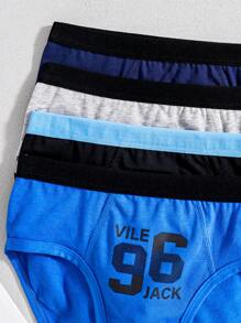 4pcs/Set Minimalist Number Print Soft Cotton Underwear For Teenage Boys,Summer,Travel
