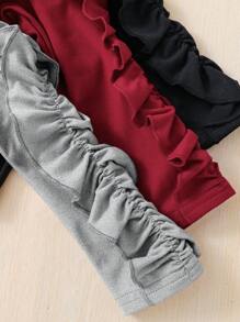 SHEIN 6pcs/Set Young Girl Ruffle Hem T-Shirt And Leggings Two-Piece Sets, Suitable For Casual Daily Wear