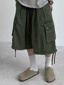 DAZY Military Green Pocket Ribbon Design Men's Summer Shorts - Army Green - View 5