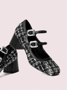 CUCCOO DOLLMOD 女士粗跟玛丽珍鞋，百搭优雅，适合春季、秋季和所有季节情人节 - 黑色 - 查看 2