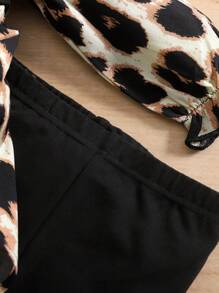 SHEIN Baby Girls Autumn Cute Heart Print Ruffle Trim Belted Long Sleeve Blouse And Solid Color Elastic Waist Long Pants 2 Pieces Set - Multicolor - View 6