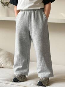 Dazy Kids Young Boy Casual Versatile Solid Color Sweatpants - Grey - View 5
