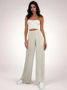 SHEIN Privé Neue elegant schicke Pendelzug Retro wohlhabende Dame Stil luxuriöse Reh hohe Taille schlanke weite gerade Hose, Valentinstag Outfit