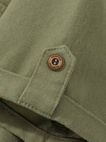 Denimly West Wild Preppy Outdoorsy Style Tween Boys Green Short Sleeve Shirt With Flap Patch Pockets - Army Green - View 8