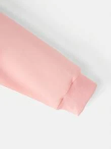 Sudadera informal de manga larga con cuello redondo y hombros caídos, con estampado de letras y sandía, para adolescentes, para otoño/invierno - Rosa - Ver 4