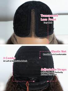 Tóc giả Bob thẳng Kinky Tóc thật trong suốt Ren phía trước Tóc giả uốn xoăn T Part Tóc giả Yaki Bob màu nâu sẫm - S2 - Xem 6