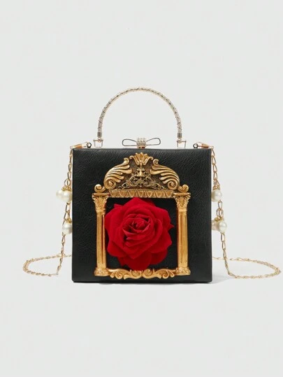 ROMWE Gothic Style Rose Flower 3D Handbag, Valentine's Gift