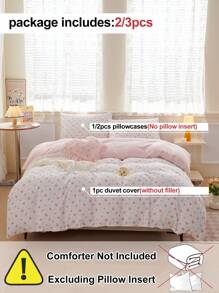2/3pcs Vintage Style Pink Floral Print Duvet Cover , Soft Microfiber White Pink Floral Bedding Set Girls Flower Botanical Duvet Cover With 4 Ties And Button Closure Aesthetic Garden Floral Comforter Cover With 1/2 Pillowcases(No Comforter), ,Good Gifts For Lover(No Comforter) Fit For Twin Full Queen King All Size.For Home Bedding And School Bedding Dorm Essentials