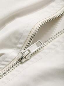 FRIFUL Women's Loose Fit Apricot Bomber Jacket, Color Block Sportswear, Spring Season - Apricot - View 8