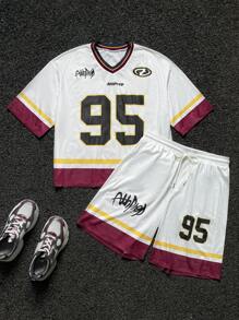 Manfinity VCAY Men Digital Printing V-Neck Short Sleeve T-Shirt Set - Multicolor - View 1