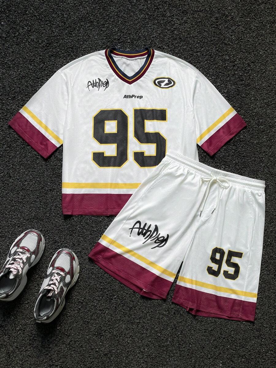 Manfinity VCAY Men Digital Printing V-Neck Short Sleeve T-Shirt Set - Multicolor - View 1