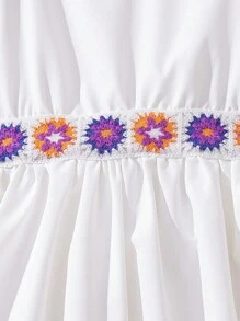 Charming White Puff Sleeve Dress For Summer,Holiday Summer Travel - White - View 6