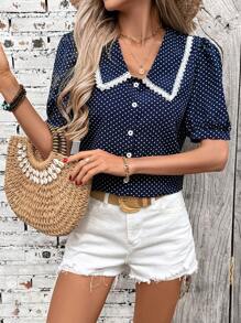 Breezaya Casual - Vacation Casual Lace Shirt - Royal Blue - View 4