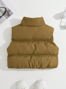 SHEIN Unity Casual Minimalist Solid Color Stand Collar Vest Winter Jacket