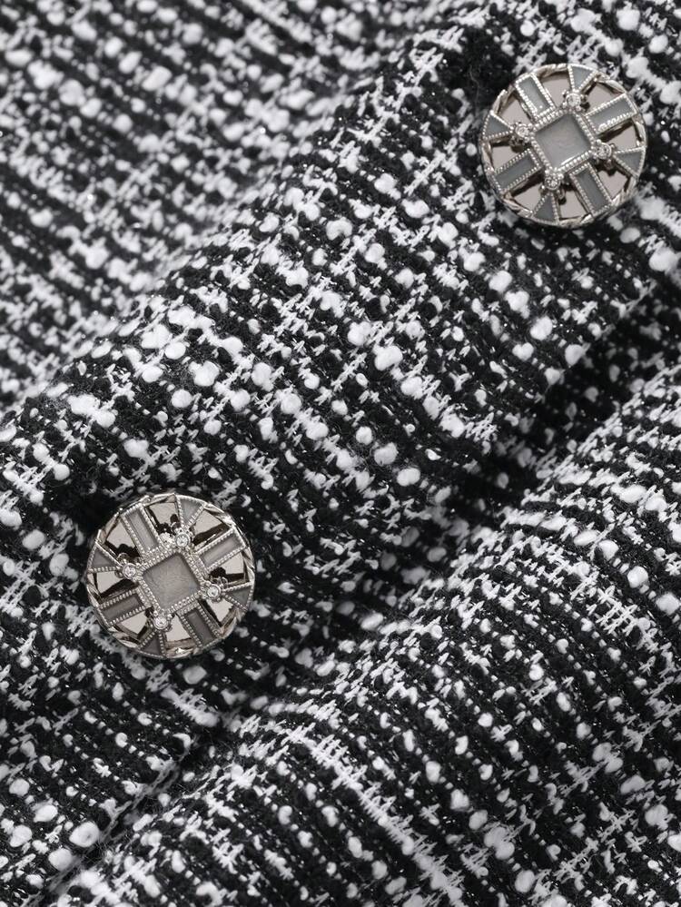 Women's Casual Thick Tweed Cropped Vest Jacket Plaid