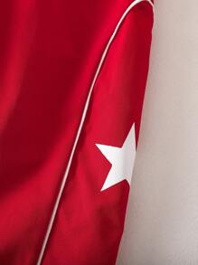 SHEIN Baby Girl Cute Star Print Elastic Waist Pants, Red, Versatile, Autumn/Winter - Red - View 4