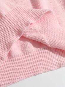 Chiquease 女士休闲刺绣标语长袖针织衫，秋冬长袖上衣 - 粉色 - 查看 5