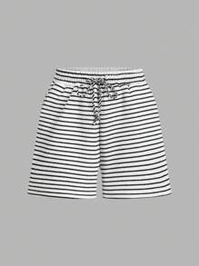 Swim Mod Short de recouvrement rayé de base pour femmes, vacances d'été à la plage