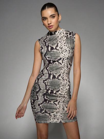 sachin and babi light blue dress Snake Skin Print Dress main image 0