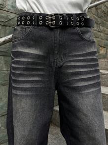 Manfinity Homme Men's Loose Fit Wide Leg Pockets Jeans