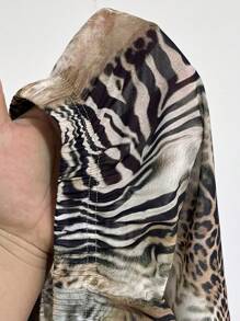 Swim Lushoire Plus Size Holiday Beac Animal Print Coverup Top And Long Pants Set