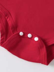 2pcs Baby Girl Fashion Simple "My First Valentine's Day" Letter Print Ruffle Bodysuit & Heart Print Flare Pants Set, Outfit Suitable For Valentine's Day, Spring/Autumn Clothes, For Gifts - Multicolor - View 7