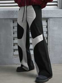 Manfinity EMRG Men's Colorblock Drawstring Waist Wide Leg Casual Pants