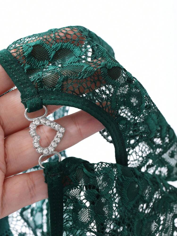 Women's Deep V-Neck Lace Sheer Backless Sexy Bodysuit, Summer For Going Out Lingerie For Women