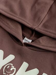 SHEIN Bộ 2 món áo hoodie rộng rãi thoải mái cho bé gái tuổi mới lớn và quần túi hộp - Nhiều màu - Xem 5